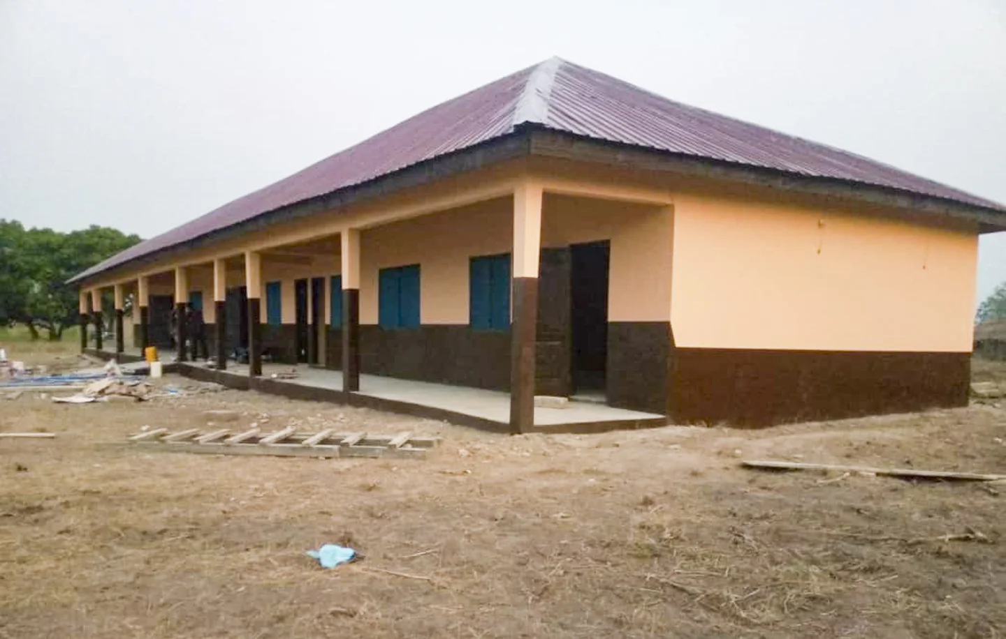 The completed classroom block in Donkorkrom