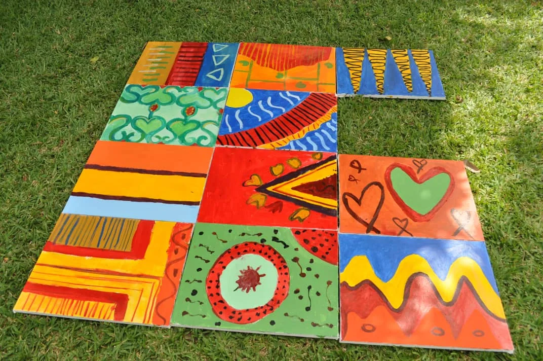 Children painting during the Easter gathering