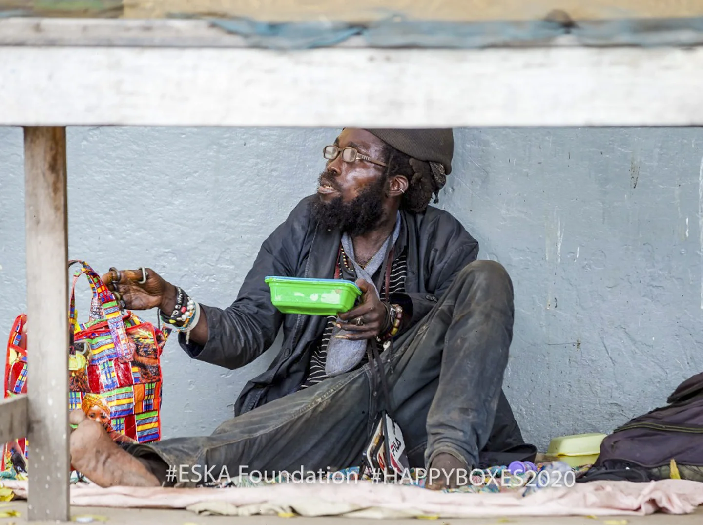 A meal shared during the Christmas outreach