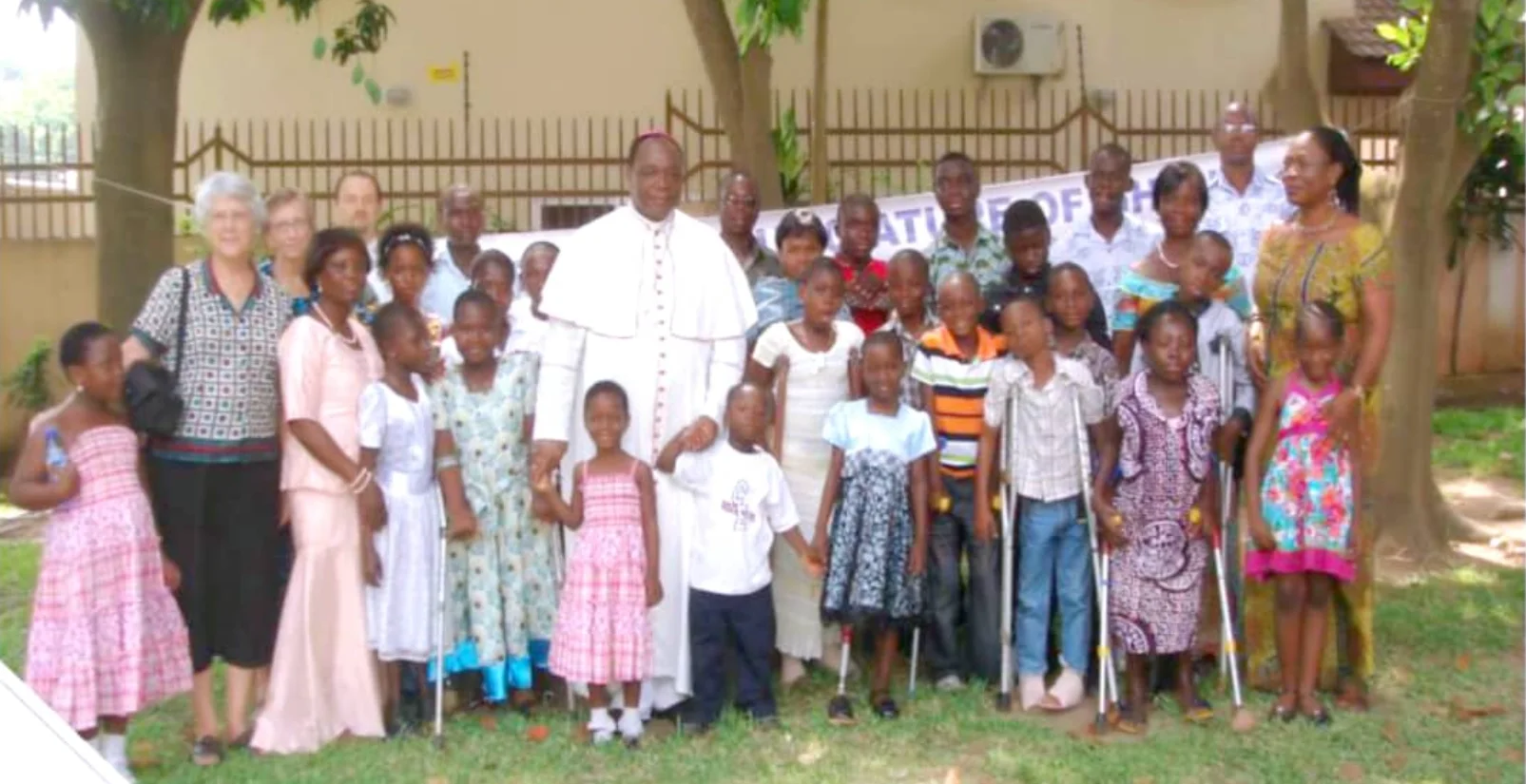 Children and adults gathered at the Nunciature