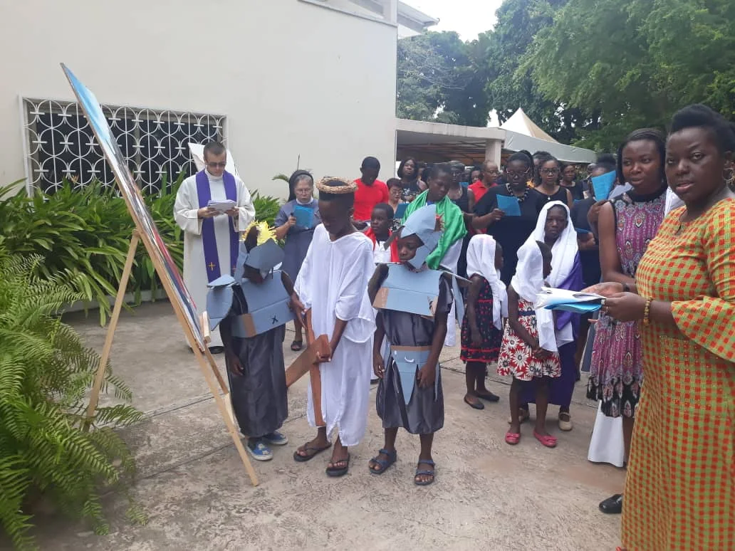 Community members gathered for Stations of the Cross